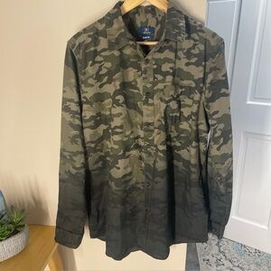George slim fit dip dye camo button down